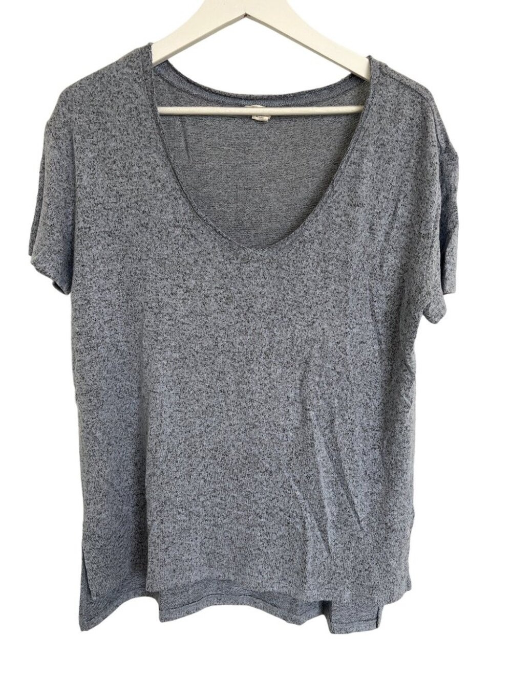 Caslon Purple/Blue Space-Dye Soft Scoop V-Neck Hi-Low